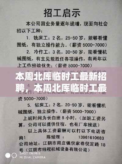 本周北厍临时工最新招聘,职业机会与选择的门户